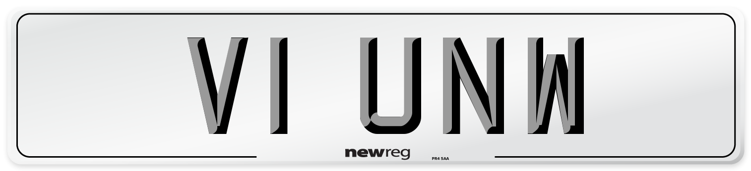 V1 UNW Number Plate from New Reg